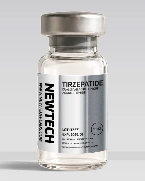 Tirzepatide 10 mg vial, product render
